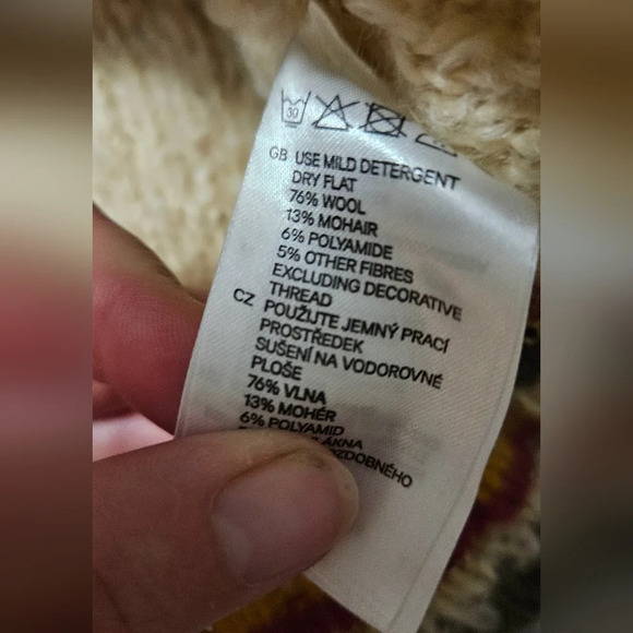 H&M Wool/mohair cardigan sweater with colorful patchwork.Circa 2009. Size 2 NWT - Picture 6 of 11